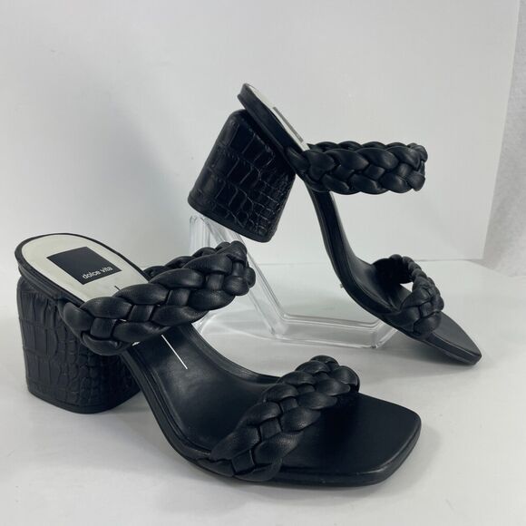 Dolce Vita Heels Womens Chunky Shoe Braided Slip on Slides Sz 7.5 - Picture 1 of 12